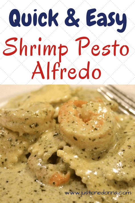 A quick and easy shrimp,and ravioli dinner with a creamy pesto Alfredo sauce. Shrimp And Ravioli, Pesto Alfredo Sauce Recipe, Shrimp Ravioli Recipe, Pesto Alfredo Sauce, Ravioli Dinner, Alfredo Dinner, Pesto Alfredo, Pesto Ravioli, Alfredo Recipes