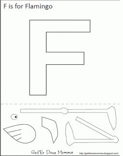 Get 'Er Done, Momma!: Alphabet Craft: Free F is for Flamingo Template F Is For Flag Craft, F Is For Flag Preschool, F For Flamingo Craft, Letter F Flamingo Craft, Letter F Alphabet Craft, Flamingo Template, Letter F Crafts, F Is For Flamingo, Letter F Craft