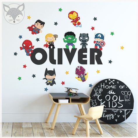 NEW ITEM! Hero Name - ALL CUSTOM! #etsy shop: https://etsy.me/3ngMIU3 #superherowalldecal #superheroname #superheroalphabet Superhero Wall Painting, Marvel Nursery Ideas, Superhero Kids Room, Baby Superhero Nursery, Marvel Nursery, Superhero Alphabet, Superhero Letters, Superhero Wall Decals, Ultron Marvel