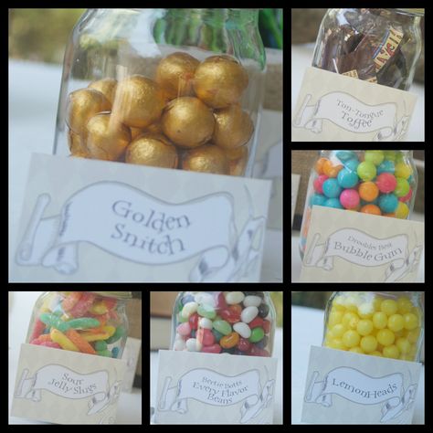 Harry Potter Tea Party, Funny Labels, Harry Potter Cocktails, Harry Potter Snacks, Harry Potter Candy, Good Drinks, Every Flavor Beans, Harry Potter Bday, Harry Potter Baby Shower