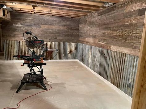 Rustic Hunting Room, Hunting Lodge Bathroom Ideas, Western Theme Basement, Western Office Ideas For Men, Garage Man Cave Ideas Rustic, Western Storage Ideas, Hunting Basement Ideas, Western Basement Ideas, Western Man Cave