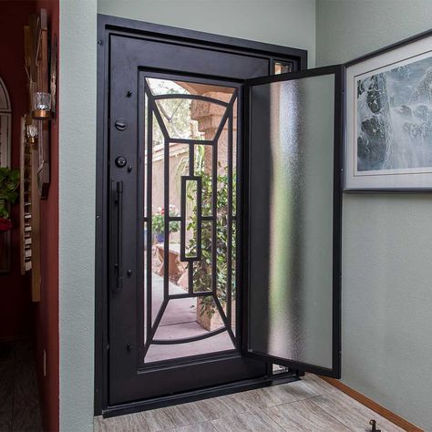 Iron Entry Door Or Iron Security Door...Is There A Difference? - First Impression Ironworks Entry Way Door, Iron Entry Door, Security Door Design, Iron Security Doors, Main Entry Door, Security Screen Door, Iron Entry Doors, Front Door Makeover, Security Doors