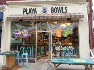 Looking for something healthy and fulfilling then head to Playa Bowls. For smoothies and smoothie bowls. Acai Bowl Cafe Interior, Playa Bowls Aesthetic, Acai Bowl Shop, Smoothie Shop, Asbury Park Nj, La Boqueria, Healthy Bowls, Beach Cafe, Window Graphics