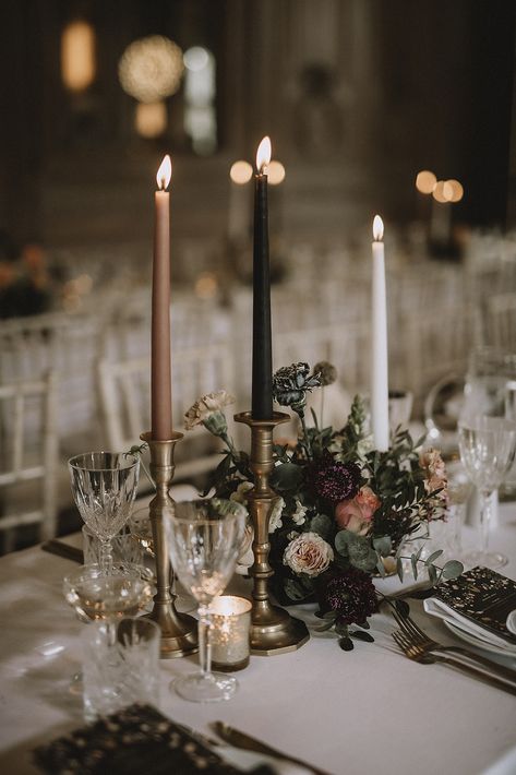 Lace and Vintage Charm: Dana & Warren's Cotswolds Wedding Schoolhouse Wedding, Wedding Table Place Settings, Spring Floral Arrangements, Table Place Settings, Gold Candle Sticks, Cotswolds Wedding, Champagne Tower, Wedding Breakfast, Magical Wedding