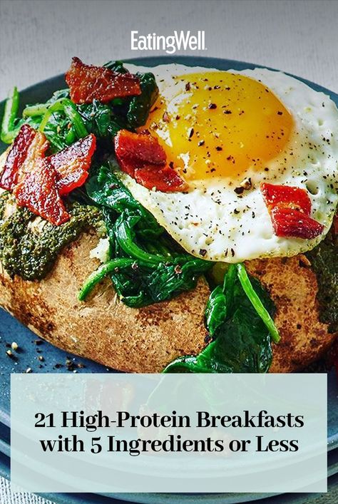 From fluffy eggs to sweet delights, these easy high-protein breakfast recipes make busy mornings a breeze. Plus, they boast 15 grams of protein per serving. Recipes like our 10-Minute Spinach Omelet and our Berry-Kefir Smoothie are easy, satisfying and delicious.  #breakfast#healthybreakfast#breakfastideas#brunchideas#healthybreakfastrecipes#healthyrecipes High Protein High Fiber Breakfast, Kefir Smoothie, Whole Wheat Bagel, High Fiber Breakfast, Spinach Omelet, 5 Ingredients Or Less, Oatmeal With Fruit, High Protein Breakfast Recipes, Protein Oatmeal