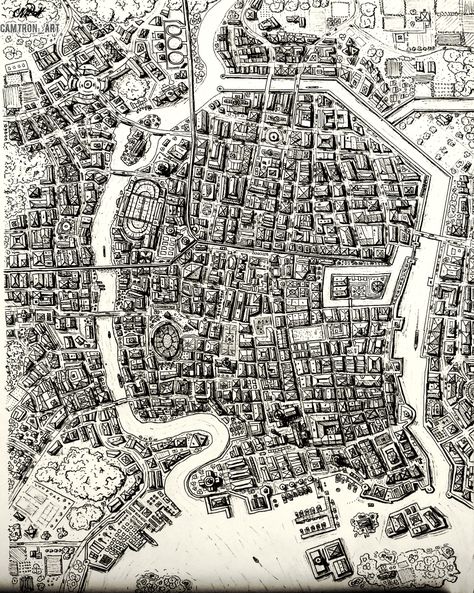 Birds Eye View City Drawing, City From Above Drawing, Imaginary City Map, Imaginary City, City Map Drawing, City From Above, Dragons Of Icespire Peak Maps, City Maps Illustration, Drawing Websites