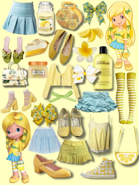 Lemon Meringue Pie Strawberry Shortcake, Lemon Meringue Inspired Outfit, Strawberry Shortcake Costume Lemon, Lemon Meringue Outfit Ideas, Lemon Meringue Costume Ideas, Lemon Meringue Cosplay, Orange Themed Outfit, Strawberry Shortcake Character Outfits, Strawberry Shortcake Lemon Meringue Halloween Costume