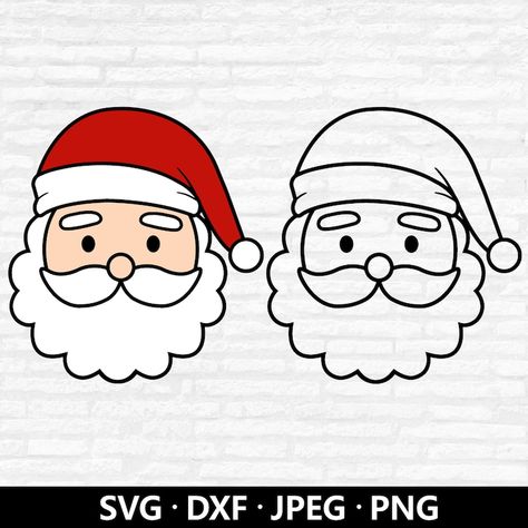 Santa Claus Face SVG Cute Santa Layered Cut File Funny Santa - Etsy Canada Santa Claus Doodle, Santa Claus Manualidades, Easy Santa Drawing, Mix Drawing, Santa Claus Drawing, Santa Cartoon, Head Clipart, Santa Claus Vector, Santa Claus Face