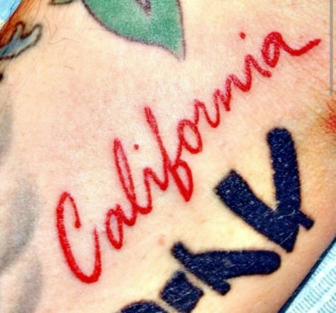 California Old English Tattoo, California Style Tattoo, Southern California Tattoo, Small California Tattoo, California State Tattoos, Los Angeles Tattoo Ideas, Fairy Tats, California Tattoo Ideas, California Tattoos