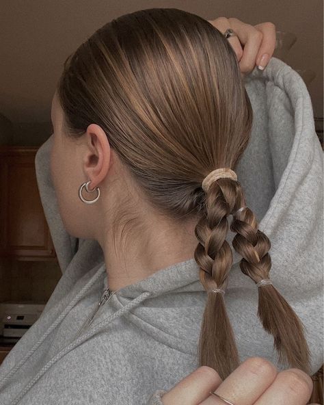 Slick Back Braided Ponytail Short Hair, Ponytail Braid For Short Hair, Short Ponytail Braid, Short Hair Track Hairstyles, Cheer Hairstyles Short Hair, Braided Ponytail Short Hair, High Pony Short Hair, Short Hair Styles For Sports, Slick Back Ponytail Short Hair