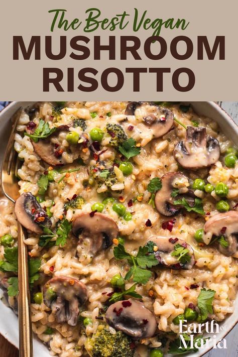 Vegan Mushroom Risotto, Cauliflower Mushroom, Vegan Risotto, Mushroom Vegetable, Mushroom Risotto Recipes, Butternut Squash Pasta, Vegan Mushroom, Risotto Recipe, Mushroom Risotto