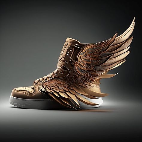 Photo sneakers with wings, unusual desig... | Premium Photo #Freepik #photo #black-shoes #boots #shoes #leather-shoes Winged Sneakers, Shoes With Wings, Winged Shoes, Lightning Thief, Advertising Banner, Banner Decor, The Lightning Thief, Shoes Illustration, Wing Shoes