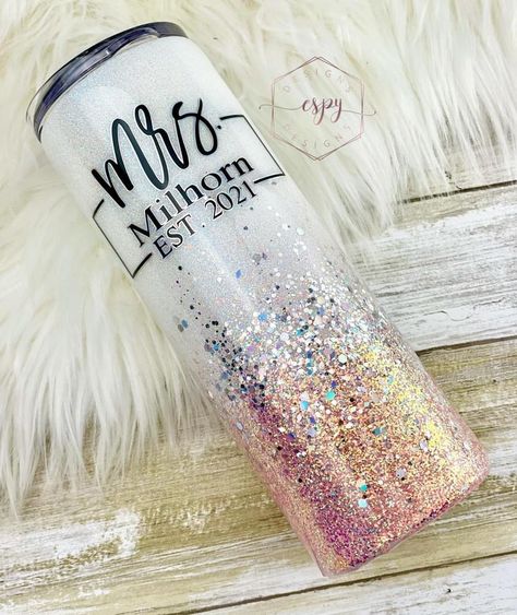 Bride Tumbler, Cute Logo, Wedding Tumblers, Epoxy Tumbler, Glitter Tumbler Cups, Vinyl Tumblers, When I Get Married, Glitter Dipped, Diy Tumblers