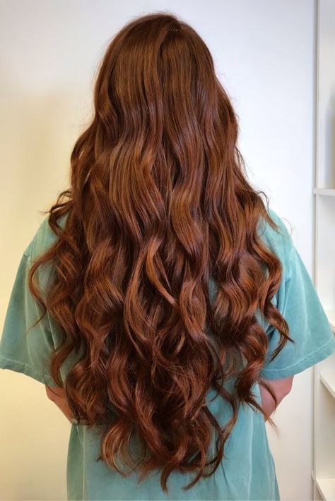 Long Wavy Auburn Hair, Wavy Hair Ginger, Curly Dark Red Hair, Auburn Hair Natural, Wavy Ginger Hair, Long Auburn Hair, Curly Hair Style, Brown Hair Looks, Brunette Hair With Highlights