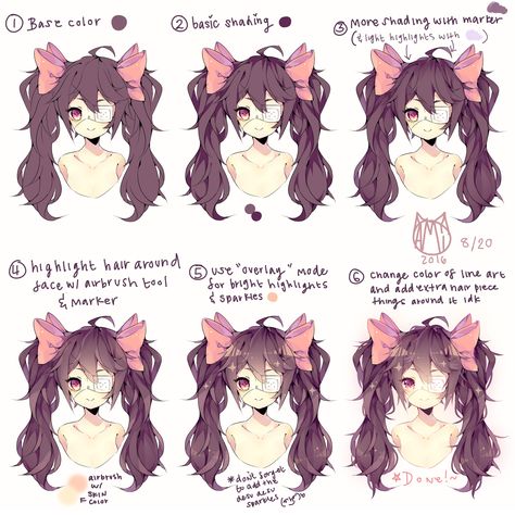 Hair coloring tutorial ;^) (I FEEL BAD FOR SPAMMING PLS IGNORE MY SPAM LMAO) Hair Coloring Tutorial, Damien Lavey, Hair Shading, Anime Hair Color, Pelo Anime, Digital Rendering, I Feel Bad, Drawing Hair, Kartu Valentine