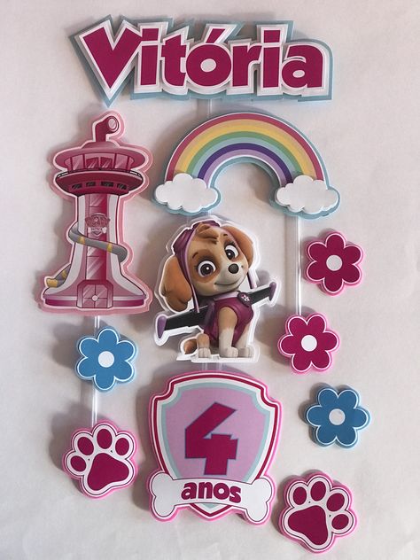 Toppers Diy, Diy Cake Topper, Paw Patrol, Cake Toppers, Pastel, Collage, Cake, Birthday, Pins