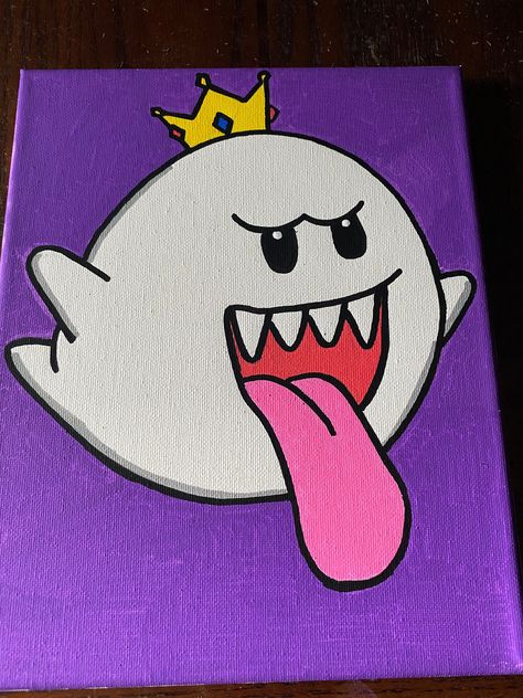 Mario Kart 8 King Boo Painting Canvas -  #boo #Canvas #Kart #King #Mario #Painting King Boo Painting, Cartoon Art Canvas Painting, Yoshi Canvas Painting, Cartoon Pop Art Painting, Easy Mario Painting, Mario Acrylic Painting, Mario Canvas Painting Easy, Cool Art Paintings Easy, Super Mario Canvas Painting