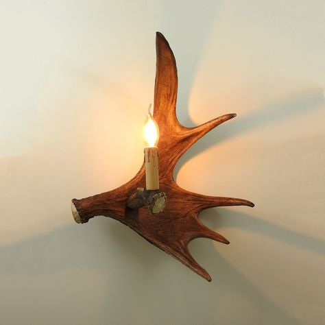 Moose Antler Wall Sconce - Etsy Antler Wall Sconces, Horns Decor, Antler Wall, Airplane Decor, Moose Antlers, Antler Chandelier, Small Chandelier, White Chandelier, Large Chandeliers