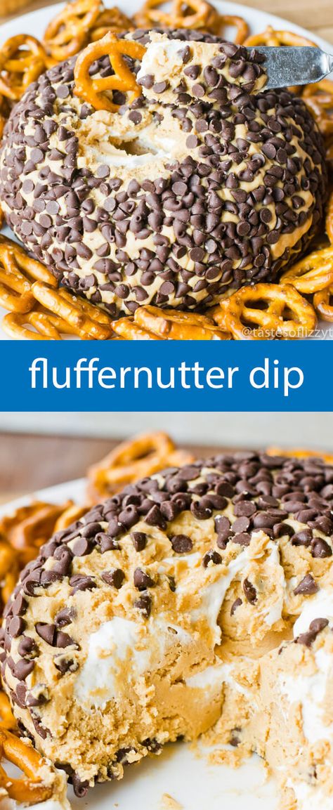 fluffernutter dip / dessert dip recipe / peanut butter / marshmallow fluff / party food / chocolate chips / pretzels / easy dessert via @tastesoflizzyt Easy Tailgate Desserts, Fluffernutter Recipes, Recipes Using Marshmallow Fluff, Gameday Desserts, Dips Sweet, Dip Dessert, Dessert Balls, Marshmallow Fluff Recipes, Dessert Dip Recipes