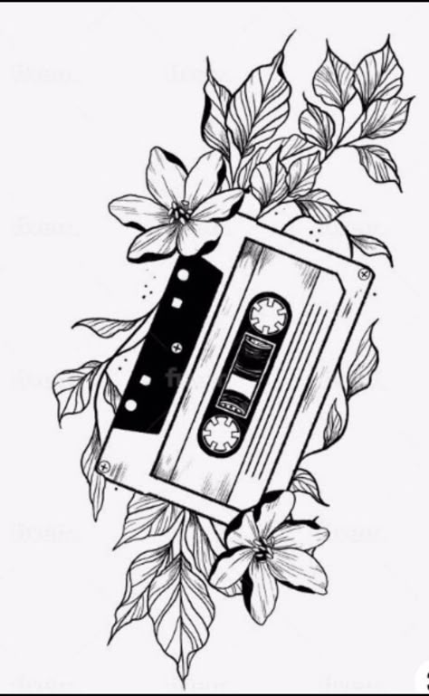 Victrola Tattoo, Casette Tape Tattoo, Cassette Tapes Tattoo Design, Traditional Cassette Tattoo, Music Tattoo Designs For Women, Music Themed Tattoos, Cassette Tattoo Design, Cassette Tape Tattoo, Matric Jackets