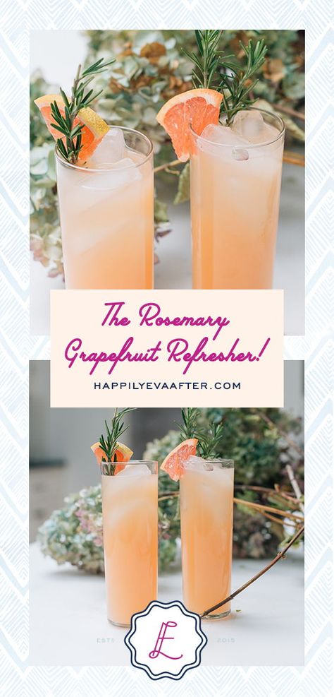 The Rosemary Grapefruit Refresher! A fabulous spring cocktail option for #Easter | #HappilyEvaAfter Spring Cocktails For A Crowd, Spring Craft Cocktails, Spring Drinks Alcohol, Spring Punch Recipes, Easter Brunch Cocktails, Easter Cocktail, Cocktail Recipes Tequila, Rosemary Cocktail, Easter Drink