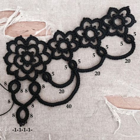 Tatted Choker Pattern Free, Crochet Gothic Choker Patterns, Tatting Choker, Tatted Lace Crown Pattern, Simple Choker Necklace, Choker Patterns, Tatted Necklace, Animals Tattoos, Tattoos Quotes