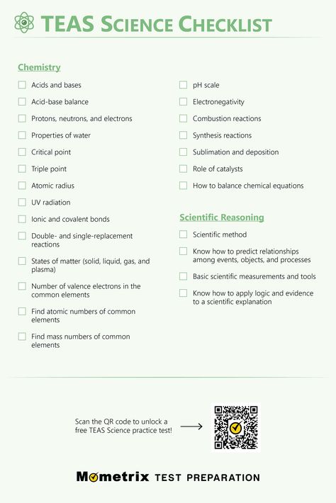 Printable TEAS Test Checklists Teas Test Cheat Sheet Science, Teas 7 Chemistry, Teas Study Guide, Teas Test Cheat Sheet, Teas Exam Study Guides, Teas Test Prep, Teas Exam, Teas 7, Nursing Major