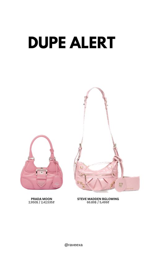 Prada Moon Bag, Prada Pink, Steve Madden Bags, Luxury Bag, Bag Packaging, Budget Friendly, Luxury Bags, Steve Madden, Heart Shapes