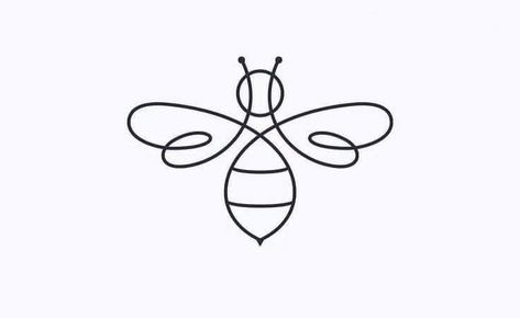 Simple Bee Design, Minimalist Bee Tattoo Simple, Minimalist Bee Drawing, Cute Bug Tattoo Simple, Bee Tattoo Ideas Minimalist, Bumble Bee Tattoo Simple Outline, Bumble Bee Tattoo Outline, One Line Bee Drawing, Infinity Bee Tattoo