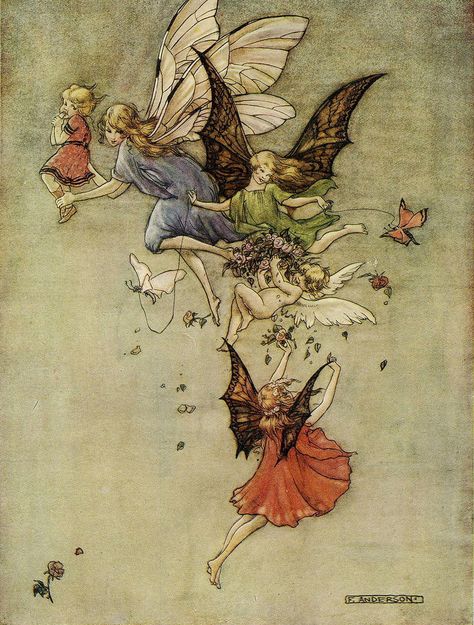 Ernest Aris (1882–1963) - "Thistledown elves" The Castle In The Sky, Fairies Flying, Fairy Girls, Fairy Images, Fairy Illustration, Image Paper, Castle In The Sky, Vintage Fairies, Fairytale Art