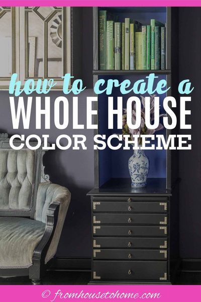 Find out how to choose a beautiful whole house color scheme or color palette that will create a home decor which flows even if you love bold and bright interior paint colors. #fromhousetohome #colorscheme #paintcolor #decoratingtips #homedecorideas  #colo Whole House Color Scheme, Interior Paint Colors Schemes, Bright Interior, Choosing Paint Colours, Choosing Paint, Trending Paint Colors, Interior Decorating Tips, House Color Palettes, Paint Color Schemes