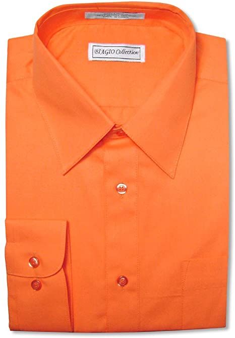 Biagio Men's 100% Cotton Solid Burnt Orange Color Dress Shirt sz 16 36/37 at Amazon Men’s Clothing store Orange Color Dress, Orange Colour Dress, Orange Dress Shirt, Handsome Style, Burnt Orange Dress, Burnt Orange Color, Mothers Dresses, Simple Shirts, Color Dress