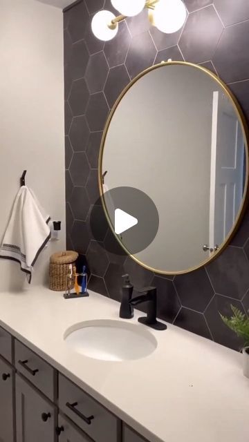 DIY Interior Designer | Ragan Shupe on Instagram: "Get creative with these budget-friendly bathroom updates for a fresh new look! I am planning on updating my kids' bathroom in the next couple of months.  I don't know about you, but my kids' bathroom is always a mess.  No matter what I do, they can't seem to keep it looking clean.  It seems like there is always some type of weird smell or fungus growing in that bathroom.

We did the kids' bathroom when we finished the basement 15 years ago.  That was before pinterest and Instagram, so of course, I want to give it a new life now.

These little update ideas from @spetrichhome look so easy.  The peel and stick tiles that she used are, unfortunately, no longer available. I will have to find something equally as cute and easy to install when I Peel And Stick Tiles, Stick Tiles, Backyard Designs, Bathroom Backsplash, Bathroom Update, Peel And Stick Tile, Interior Design Diy, Diy Interior, Kids Bathroom