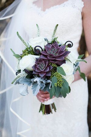 pretty simple succulent and white foral bridal bouquets Succulents Purple, Flowers And Succulents, Bouquet Succulent, Succulent Bouquet Wedding, Wedding Flower Guide, Succulent Bouquet, Succulent Centerpieces, Flower Guide, Dusty Miller