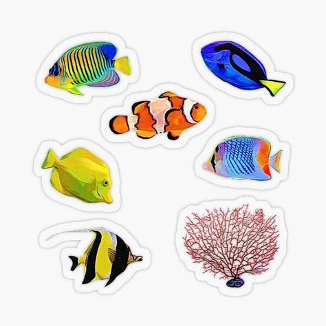 Fish Stickers, Neon Wolf, Unique Fish, Tropical Ocean, Ocean Fish, Background Hd Wallpaper, Sticker Bundle, Scene Art, Beach Gifts