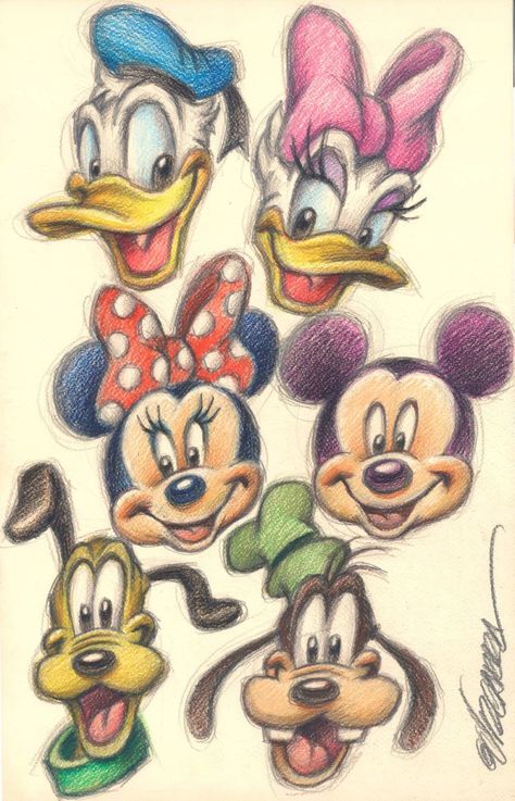 Disney Characters Drawings Easy, Cute Colored Pencil Drawings, Disney Characters Drawings, Coloured Drawings, Disney Character Sketches, Disney Character Drawings, Colored Pencil Drawings, Easy Disney Drawings, Disney Drawings Sketches