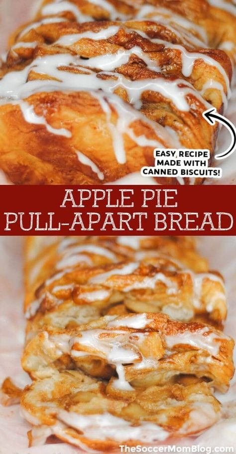 Layers of buttery biscuits filled with sweet cinnamon-spiced apples — this apple pull-apart bread is an irresistible fall treat that's perfect for sharing! Easy Biscuit Dough, Biscuit Dough Recipes, Cinnamon Pull Apart Bread, Easy Biscuit, Apple Sandwich, Pillsbury Biscuits, Apple Fritter Bread, Easy Apple Pie, Apple Cheesecake