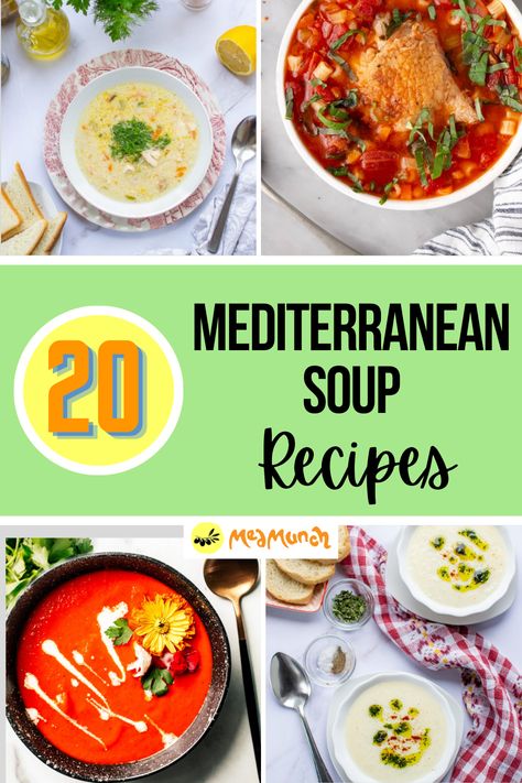 20 Mediterranean Soup Recipes You Have to Try - Medmunch Mediterranean Soups, Mediterranean Soup Recipes, Healthy Soup Recipes Clean Eating, Quick Easy Family Dinners, Spanish Gazpacho, Mediterranean Diet Recipes Breakfast, Homemade Soup Recipes, Mediterranean Soup, Chicken Soups