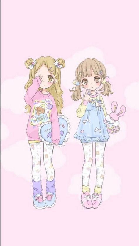 Two little girls who are best wanting to have a sleep over Art Kawaii, Kawaii Illustration, Kawaii Chibi, Anime Child, Poses References, Kawaii Wallpaper, Kawaii Drawings, Kawaii Art, Kawaii Girl