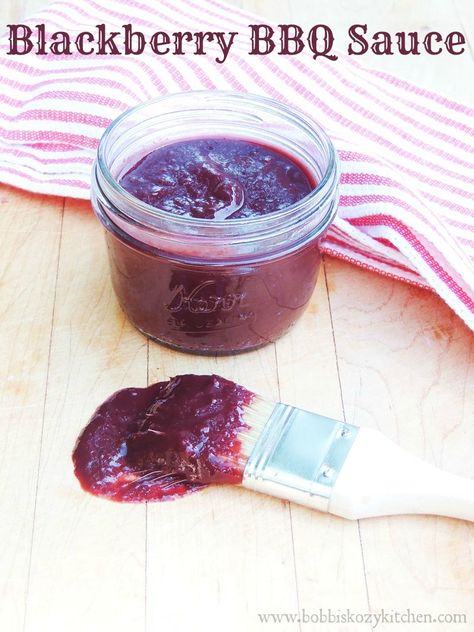 Blackberry BBQ Sauce Blackberry Bbq Sauce, Canning Blackberries, Blackberry Sauce, Homemade Bbq Sauce Recipe, Bbq Pitmasters, Spicy Grilled Chicken, Hey Ya, Bbq Sauces, Vegan Grilling