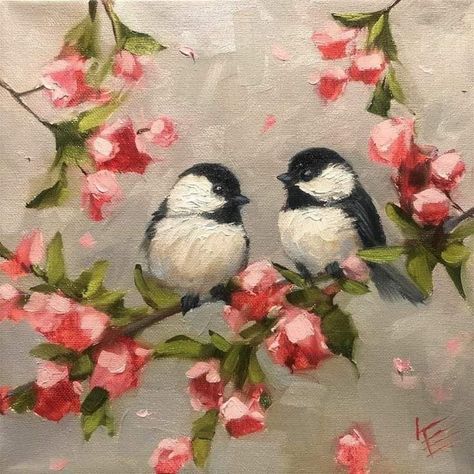 Bird Painting Acrylic, Bird Paintings On Canvas, Water Coloring, Bird Artwork, Bird Art Print, Bird Pictures, Flower Art Painting, Mini Canvas Art, Art Inspiration Painting