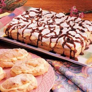 Eclair Torte Recipe | Taste of Home Recipes Eclair Torte, Eclair Recipe, Homemade Pudding, Torte Recipe, Instant Pudding, Eclairs, Pastry Recipes, Sweets Treats, No Bake Desserts