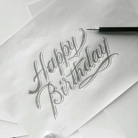 Happy Birthday Sketch, Birthday Sketch, Happy Birthday Hand Lettering, Birthday Pencils, Happy Birthday Calligraphy, Happy Birthday Writing, Happy Birthday Drawings, Birthday Doodle, Calligraphy Drawing