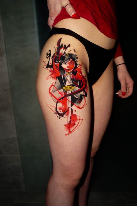 Abstract Disney Tattoo, Mushu Mulan Tattoo, Mushu Tattoo, Mulan Tattoo, Street Style Art, Heart Watercolor, Native Tattoos, Knife Tattoo, Dark Abstract