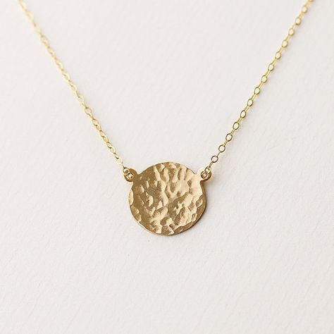 Prism  gold round hammered circle necklace  by MinettaJewellery Western Jewellery, Bar Necklace Personalized, Gold Coin Necklace, Layered Necklace Set, Gold Bar Necklace, Hammered Gold, 14k Gold Necklace, Gold Coin, Gold Necklace Layered