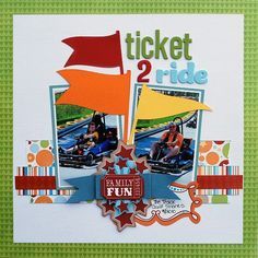 Ticket 2 ride fair, carnival, play place scrapbook layout idea. Description from pinterest.com. I searched for this on bing.com/images Summer Scrapbook Layouts, Bridal Shower Scrapbook, Scrapbook Boys, Vacation Scrapbook, Disney Scrapbook Pages, Ticket To Ride, Kids Pages, Summer Scrapbook, Family Scrapbook