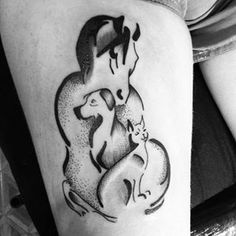 Dog Cat Tattoo, Penguin Tattoos, Cat And Dog Tattoo, Horse Tattoos, Tattoo Script Fonts, Horse Room, Penguin Tattoo, Tattoo Dog, Tattoo Watercolor