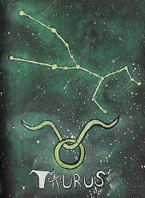 Taurus Canvas Painting, Taurus Painting Ideas On Canvas, Taurus Painting Ideas, Painting Constellations, Taurus Drawing, Taurus Painting, Constellation Painting, Taurus Art, Taurus Constellation