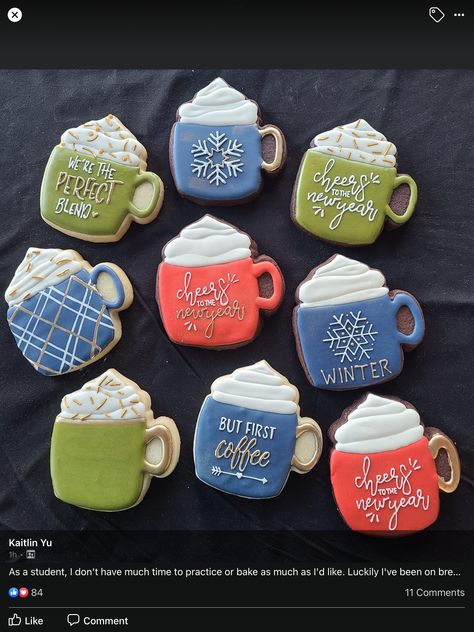 Christmas Coffee Mug Cookies Decorated, Coffee Mug Cookie, Coffee Mug Decorated Cookies, Hot Chocolate Decorated Cookies, Christmas Coffee Cup Cookies Decorated, Mug Cookie Decorated, Coffee Cup Royal Icing Cookies, Hot Chocolate Cookies Decorated, Mug Hugger Cookies