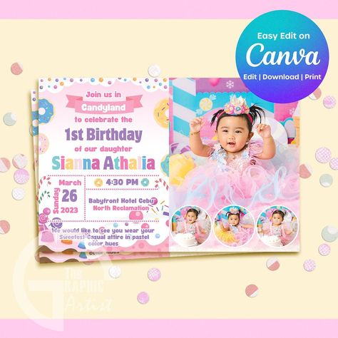 Candyland Theme Invitation Printable Template Candyland Theme Invitation, Candyland Theme, Invitations Template, Candyland Birthday, Invitation Printable, Gift Registry, Template Printable, Pastel Colors, Invitation Paper